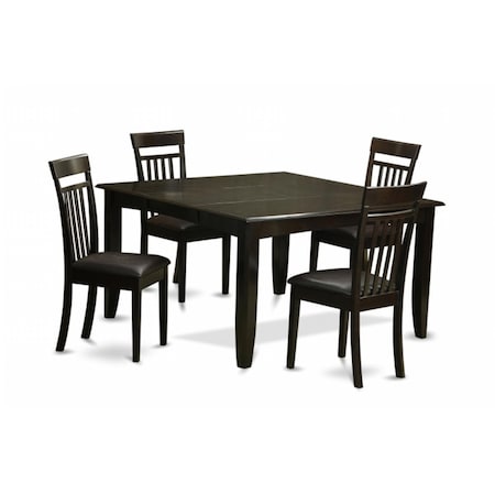 East West Furniture 5 Piece Dining Table Set For 4-Dinette Table With Leaf and 4 Dinette Chairs PFCA5-CAP-LC